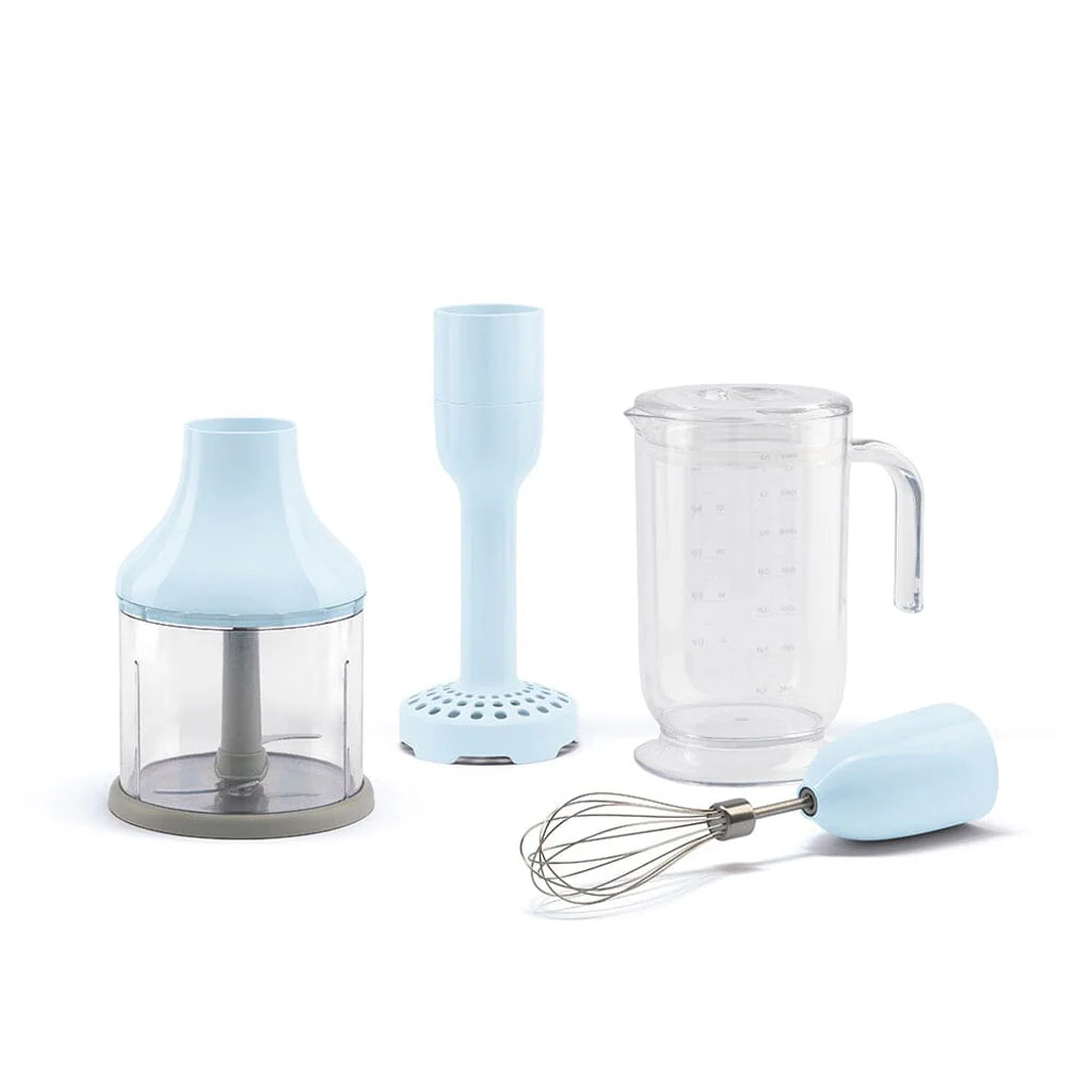 Smeg – Accessories | 4 accessories set, Pastel blue, Beaker, Chopper, Whisk, Masher