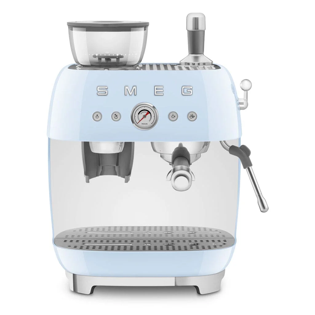 Smeg – Espresso Machine | Pastel Blue | 1950s | Manual espresso machine with integrated bean grinder