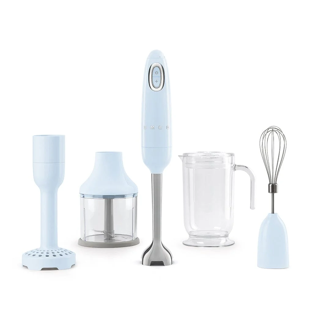 Smeg – Hand blender | Pastel blue | 1950s | Hand blender with accessories +