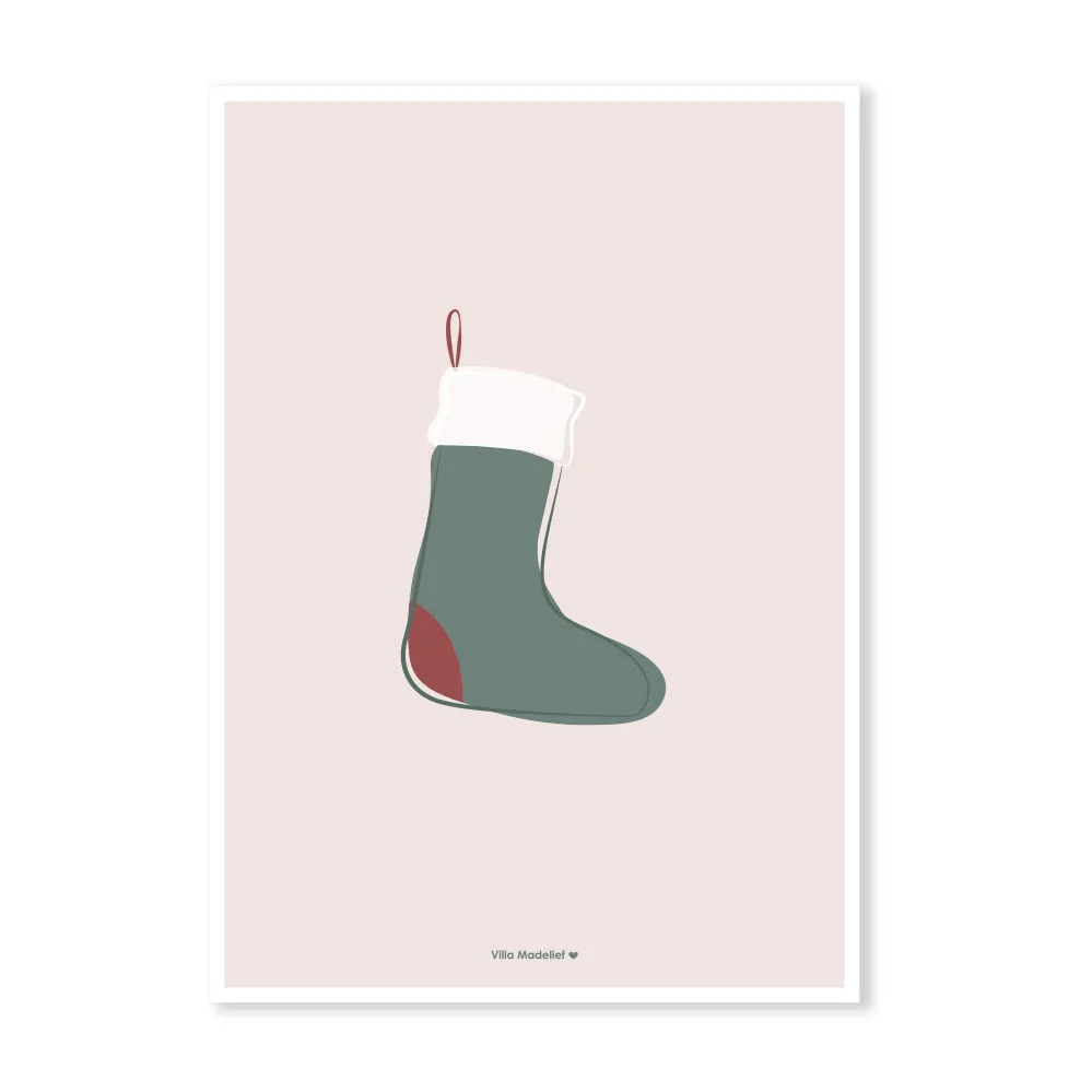 Villa Madelief | Kerstkaart kerstsok groen