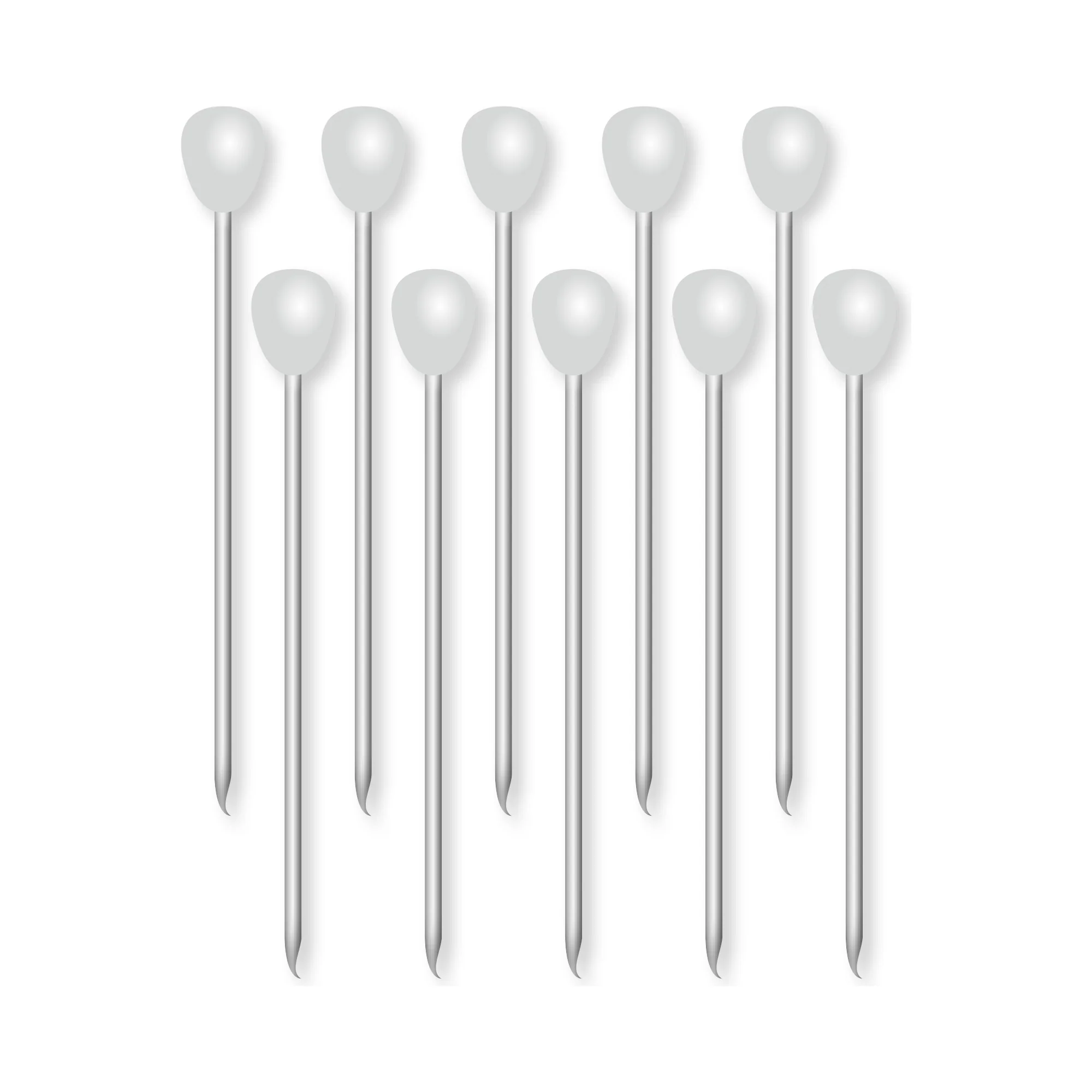 SOLEA 10 stuks roestvrijstalen kokkel- kreukel- slakken-naald met kunststof knop (WIT)