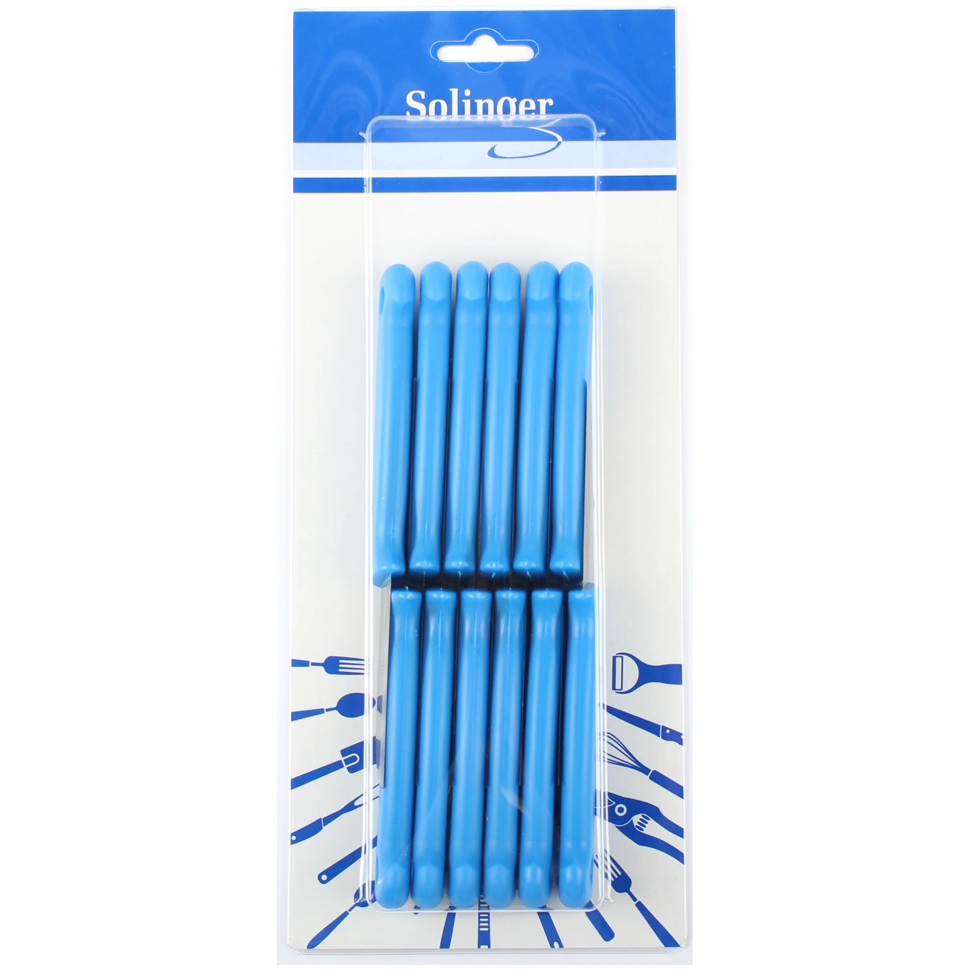 W-SELECTED® Aardappel- schilmesje blauw heft met gat RVS lemmet 6cm 12 stuks op kaart