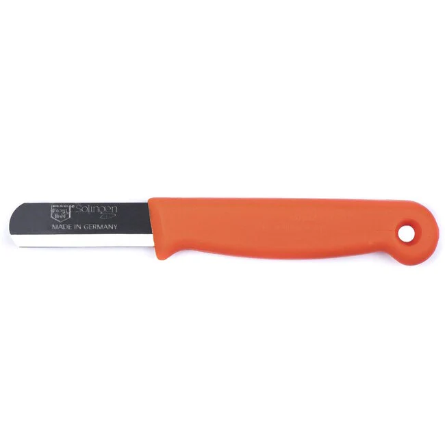 W-SELECTED® bladsnijmesje- paprika- fruit – schil mesje RVS 4,5cm lemmet oranje heft met gat