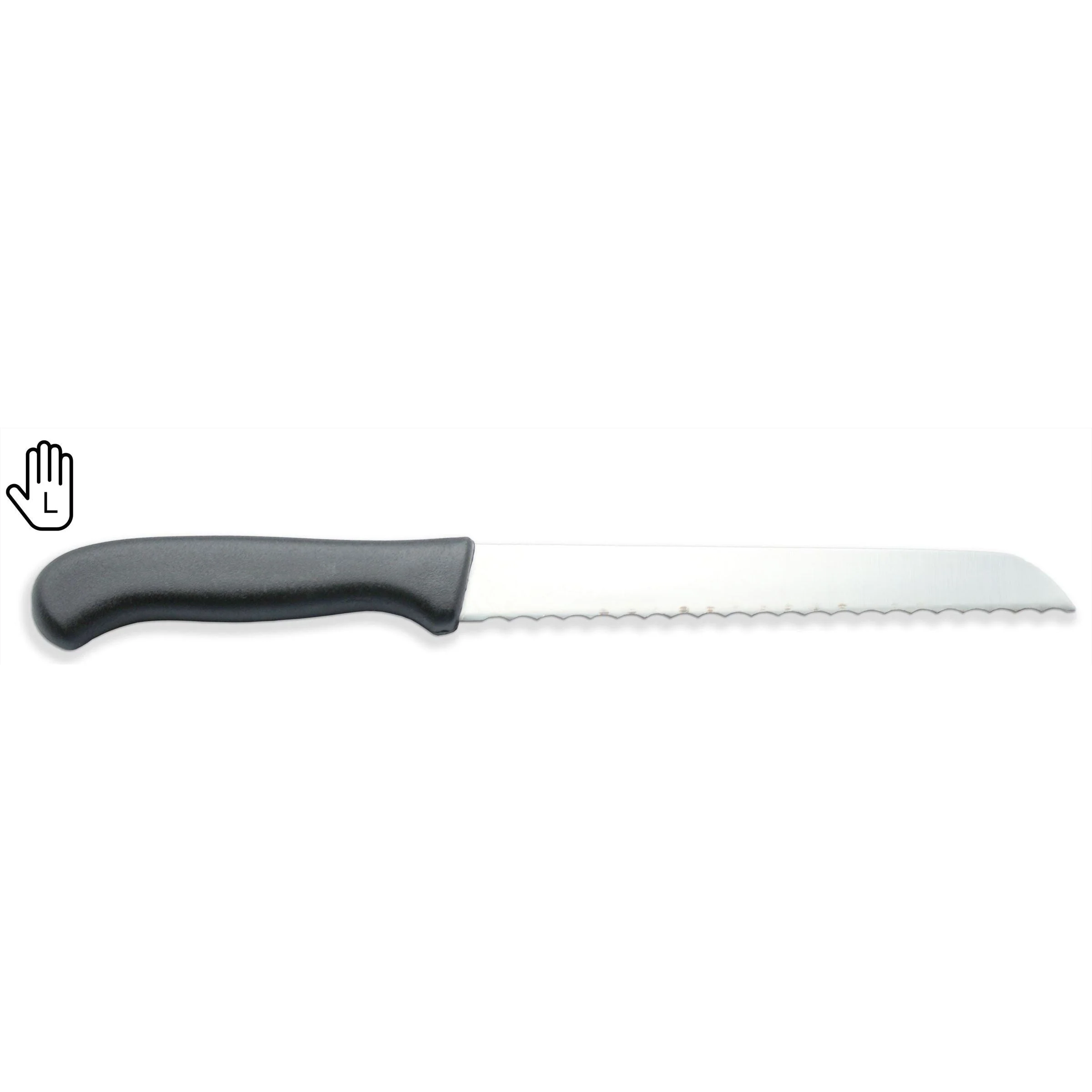 COUTEAUX Linkshandig broodmes 18cm RVS gekarteld lemmet zwart kunststof PP heft