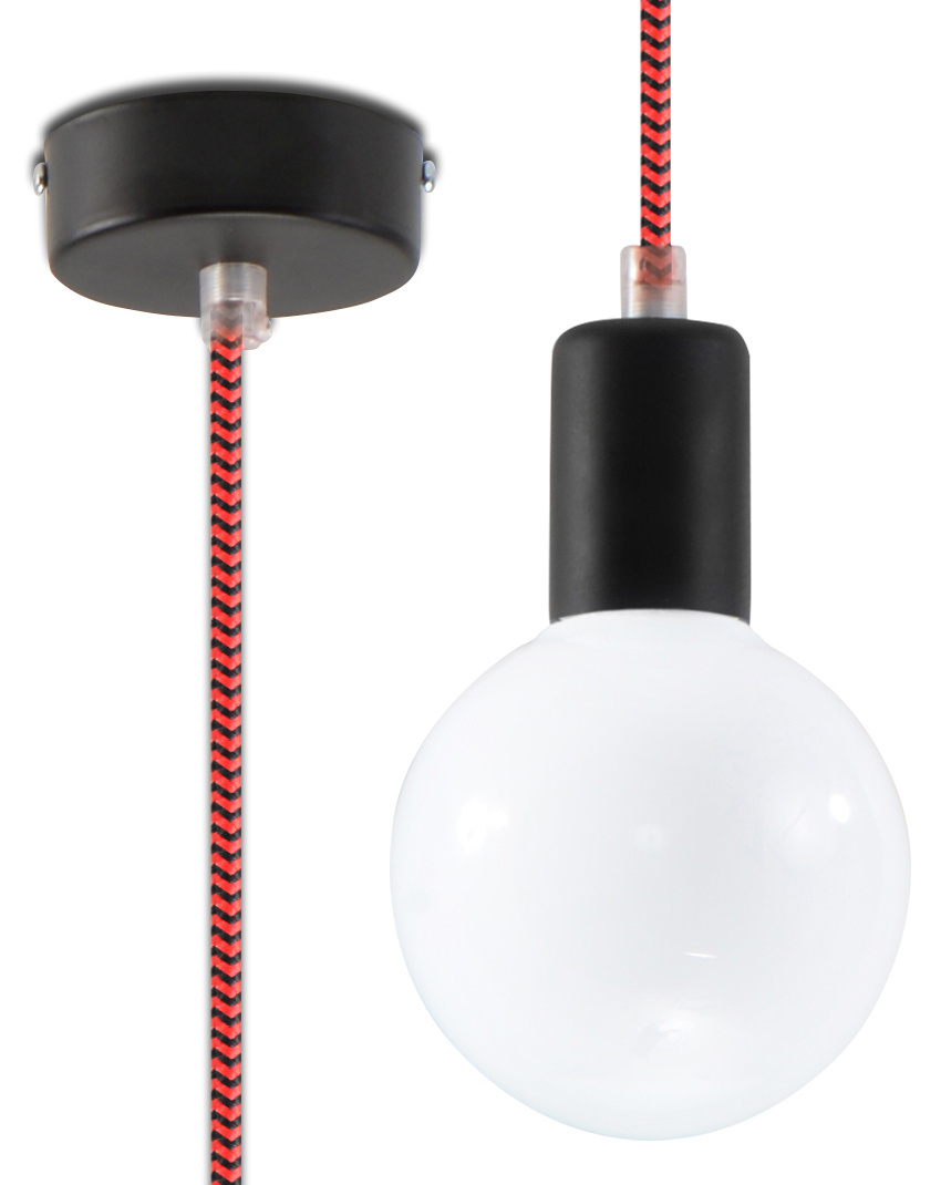 Hanglamp EDISON zwart&red