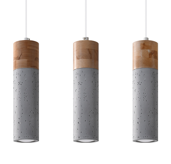 LED Hanglamp beton hout ZANE – 3 x GU10 aansluiting
