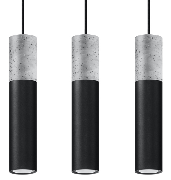 LED Hanglamp zwart beton BORGIO – 3 x GU10 aansluiting