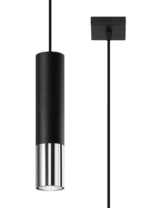 LED Hanglamp zwart chrome LOOPEZ – 1 x GU10 aansluiting