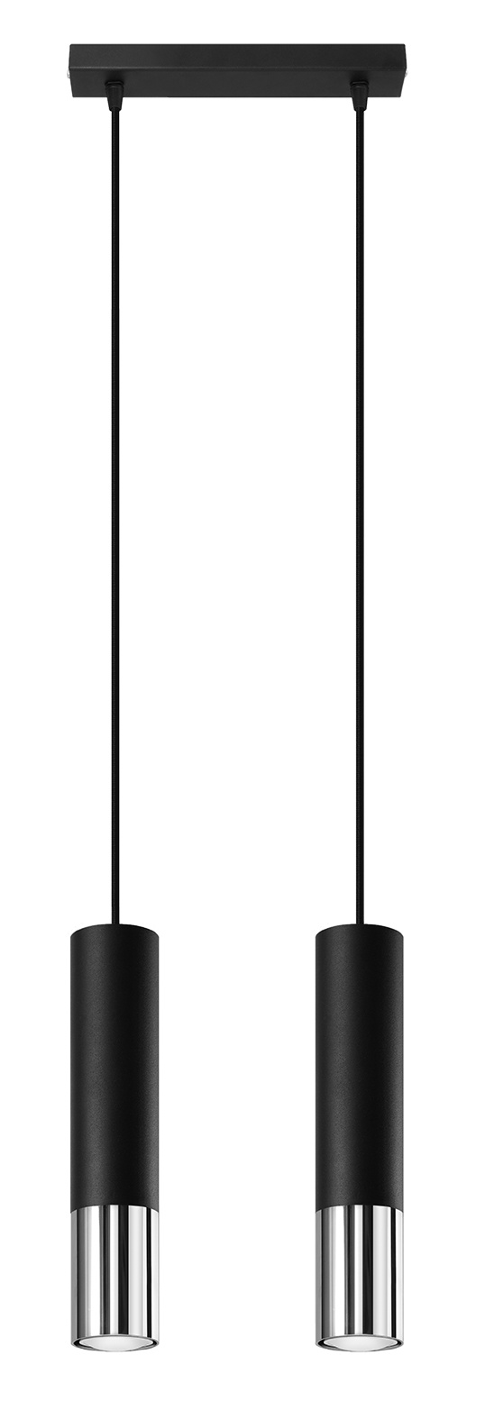 LED Hanglamp zwart chrome LOOPEZ – 2 x GU10 aansluiting