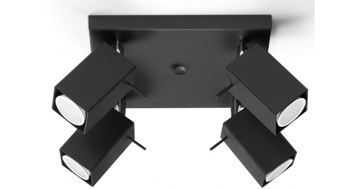 LED Plafondspot zwart MERIDA – 4 x GU10 aansluiting