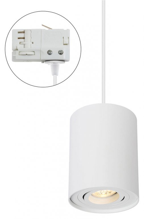 3-Fase Railspot Hanglamp GU10 Fitting | Chloe Tube Wit – 93x124mm – pendel 1 Meter