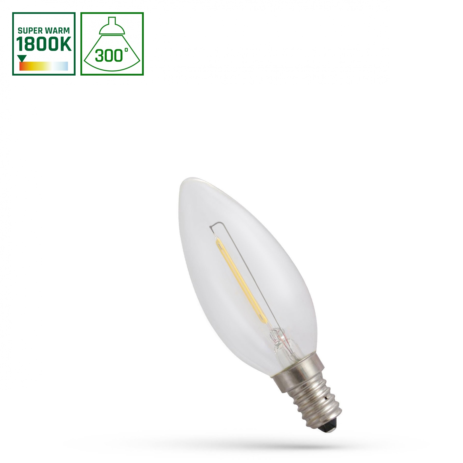 LED filament Kaars lamp – E14 C35 – 1W 60Lm – 1800K Extra Warm wit – 3 jaar garantie