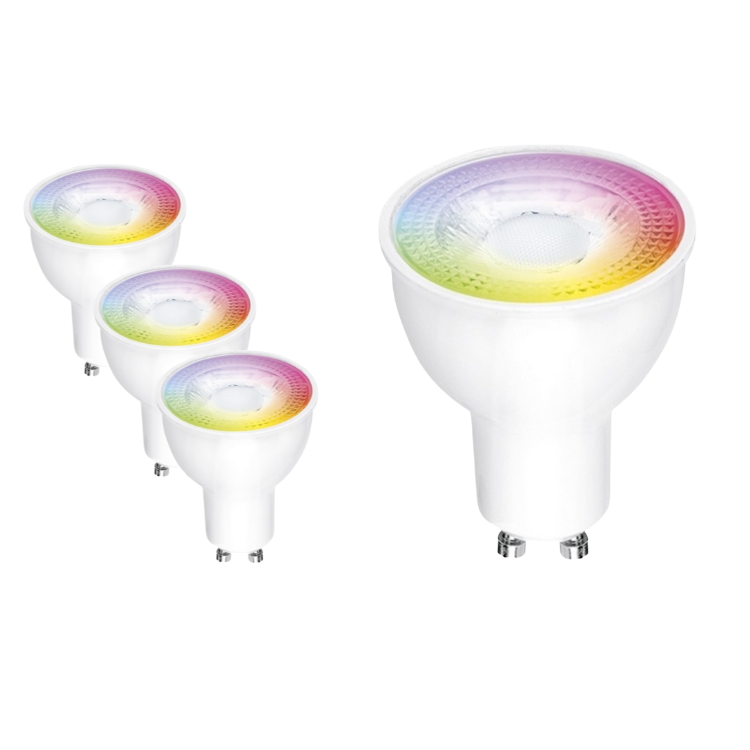 4-Pack WiFi LED Spots – 5W – RGB+CCT alle lichtkleuren – Bediening met de App