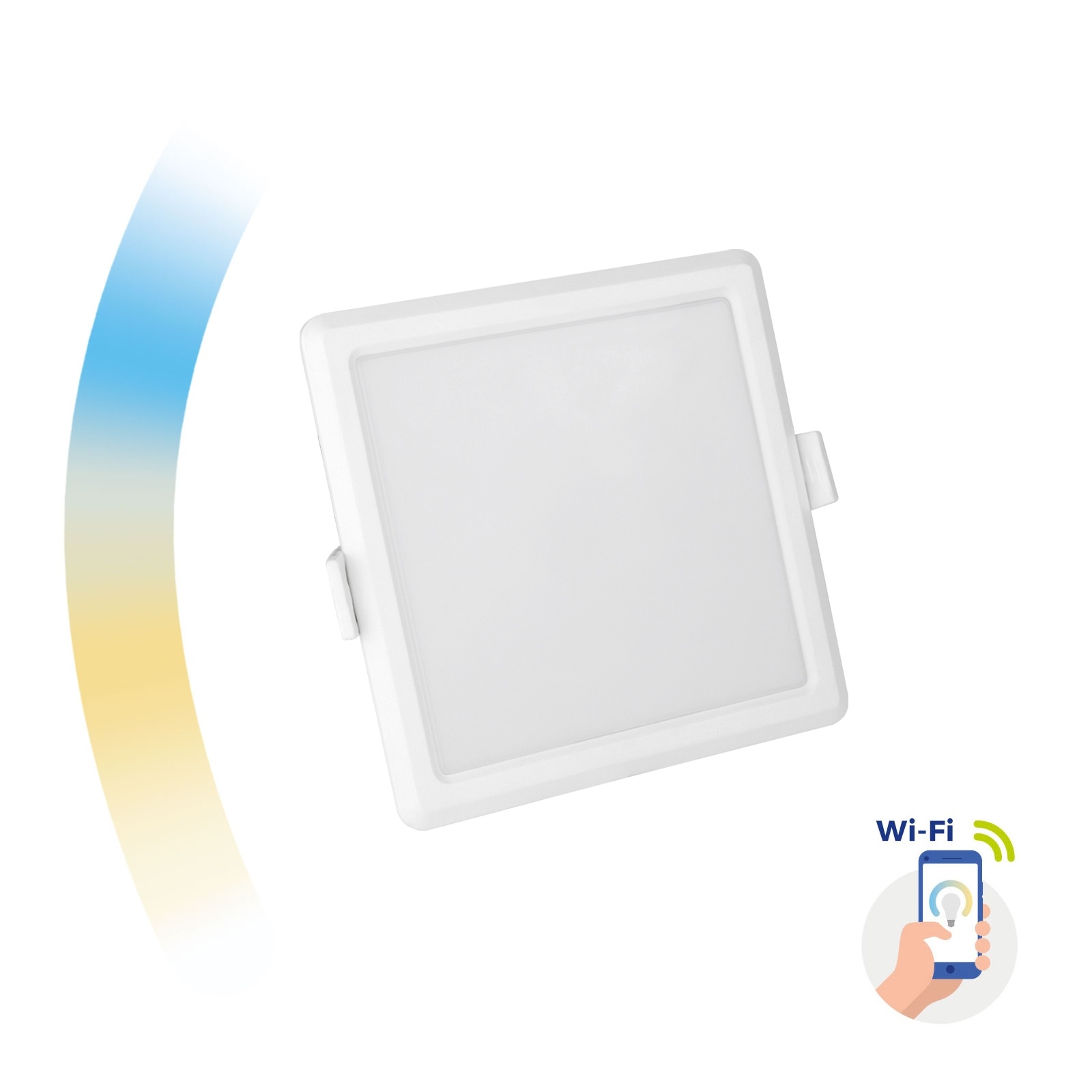 WiFi LED Inbouwspot vierkant – 6W CCT 3000K-6500K – Zaagmaat 105x105mm