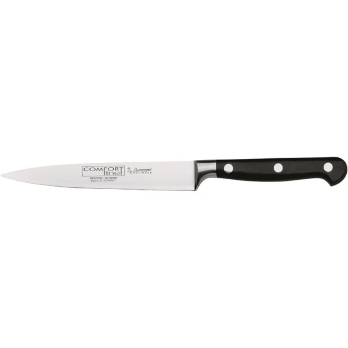 BURGVOGEL Comfort Line professioneel Koks- mes RVS smal lemmet 18cm zwart POM heft