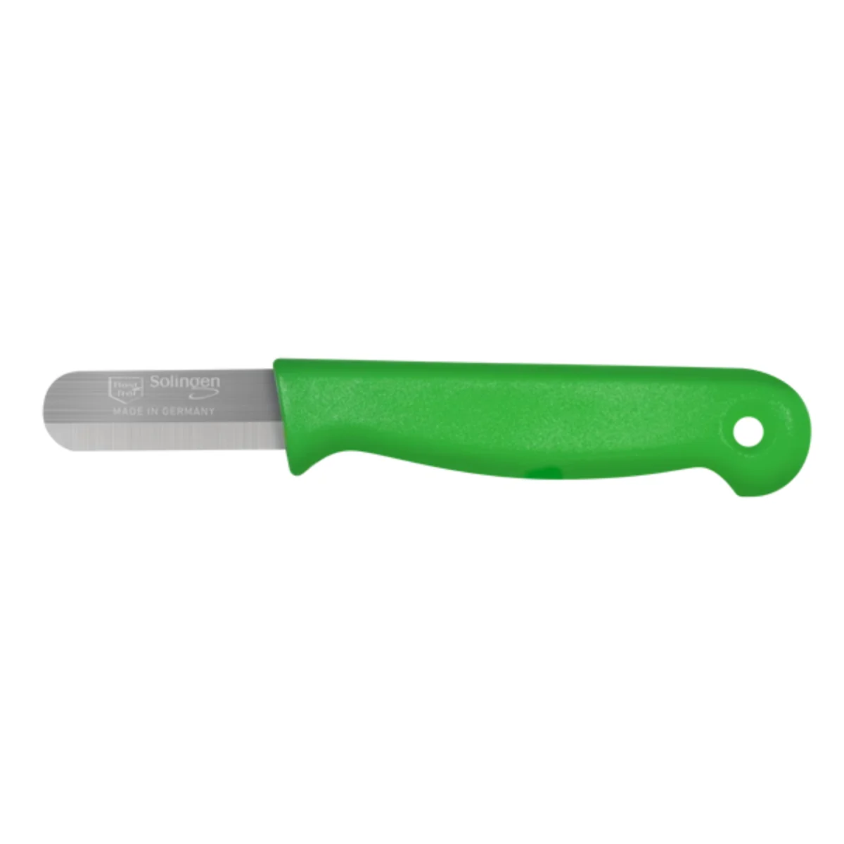 W-SELECTED® bladsnijmesje- paprika- fruit – schil mesje RVS 4,5cm lemmet groen heft met gat