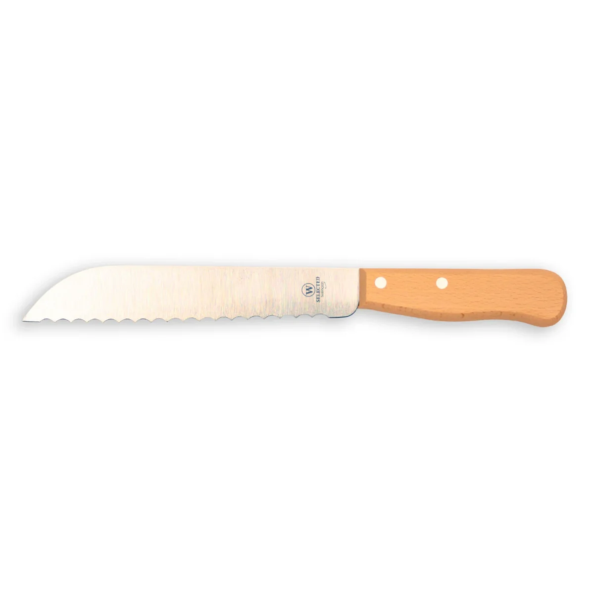 W-SELECTED® kool- oogst- Hollands broodmes carbonstaal 13cm lemmet 6mm kartel FSC beukenhout handvat