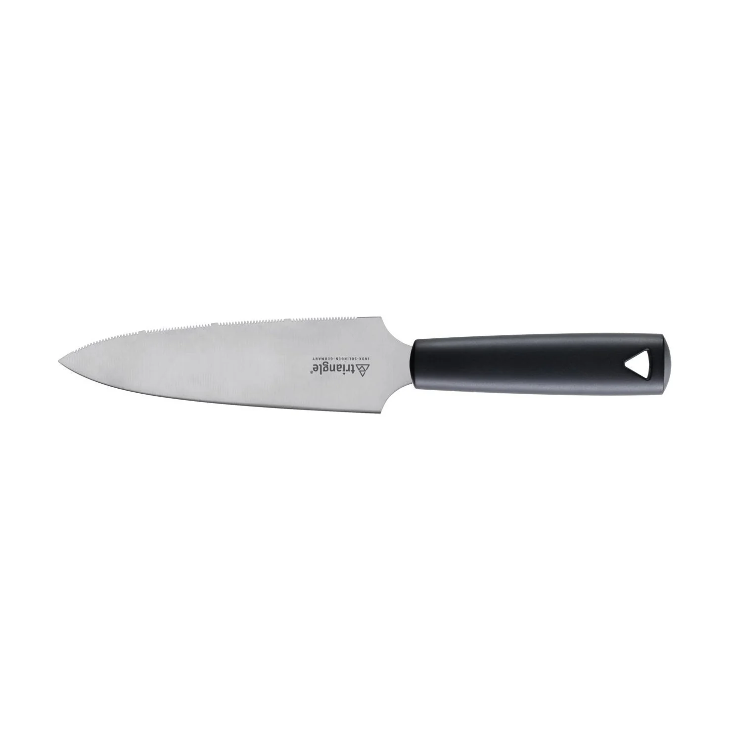 TRIANGLE taart- quiche- cake- mes RVS gekarteld lemmet 18cm zwart kunststof PP heft