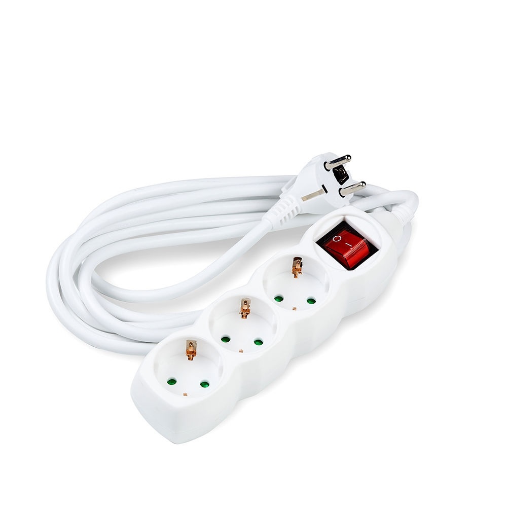 Stekkerdoos 3-voudig met aan- uitschakelaar- Lengte snoer optioneel – 3G1.5mm²