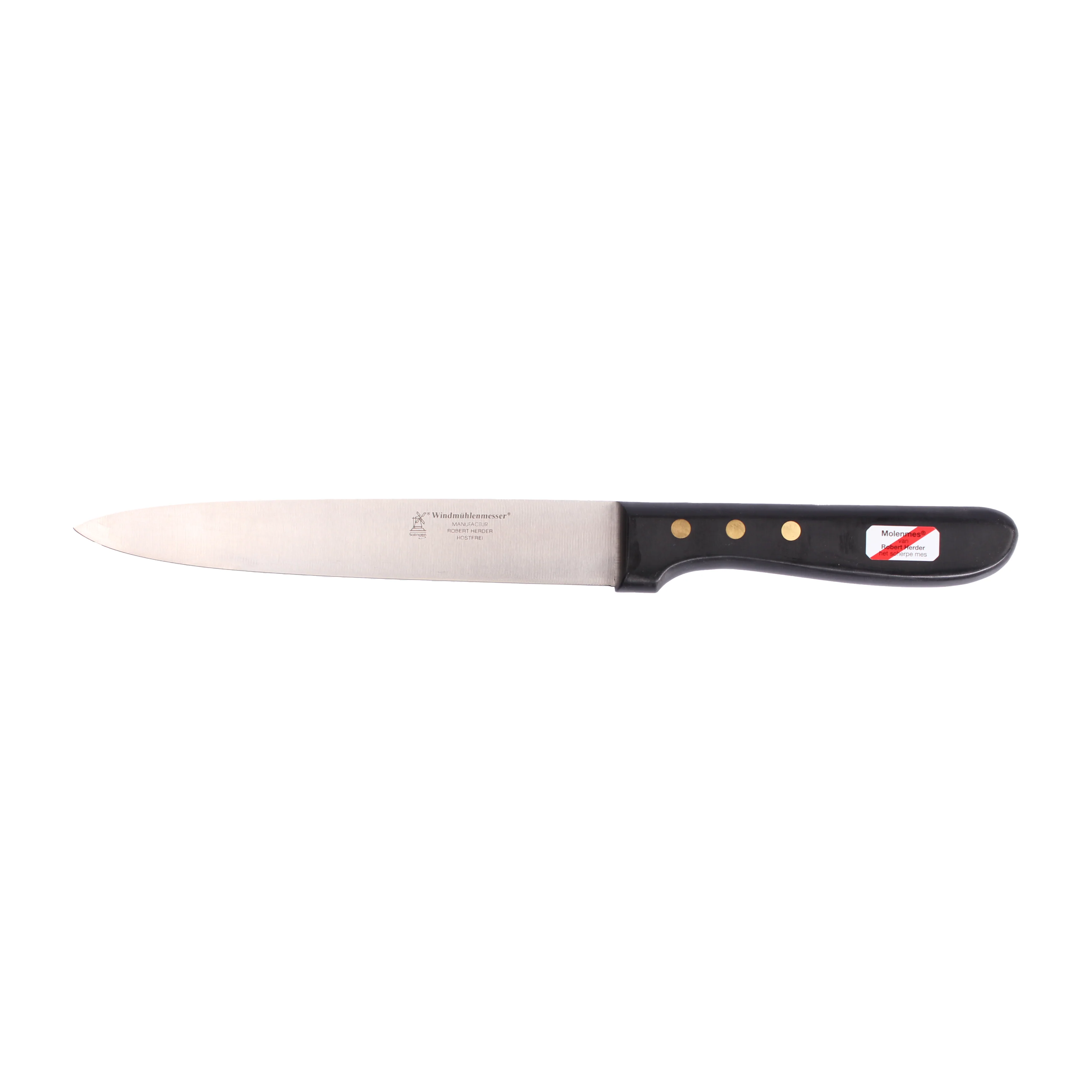 ROBERT HERDER Dunnschliff trancheermes ovaal lang  POM heft RVS lemmet 20cm totaal 34,5cm