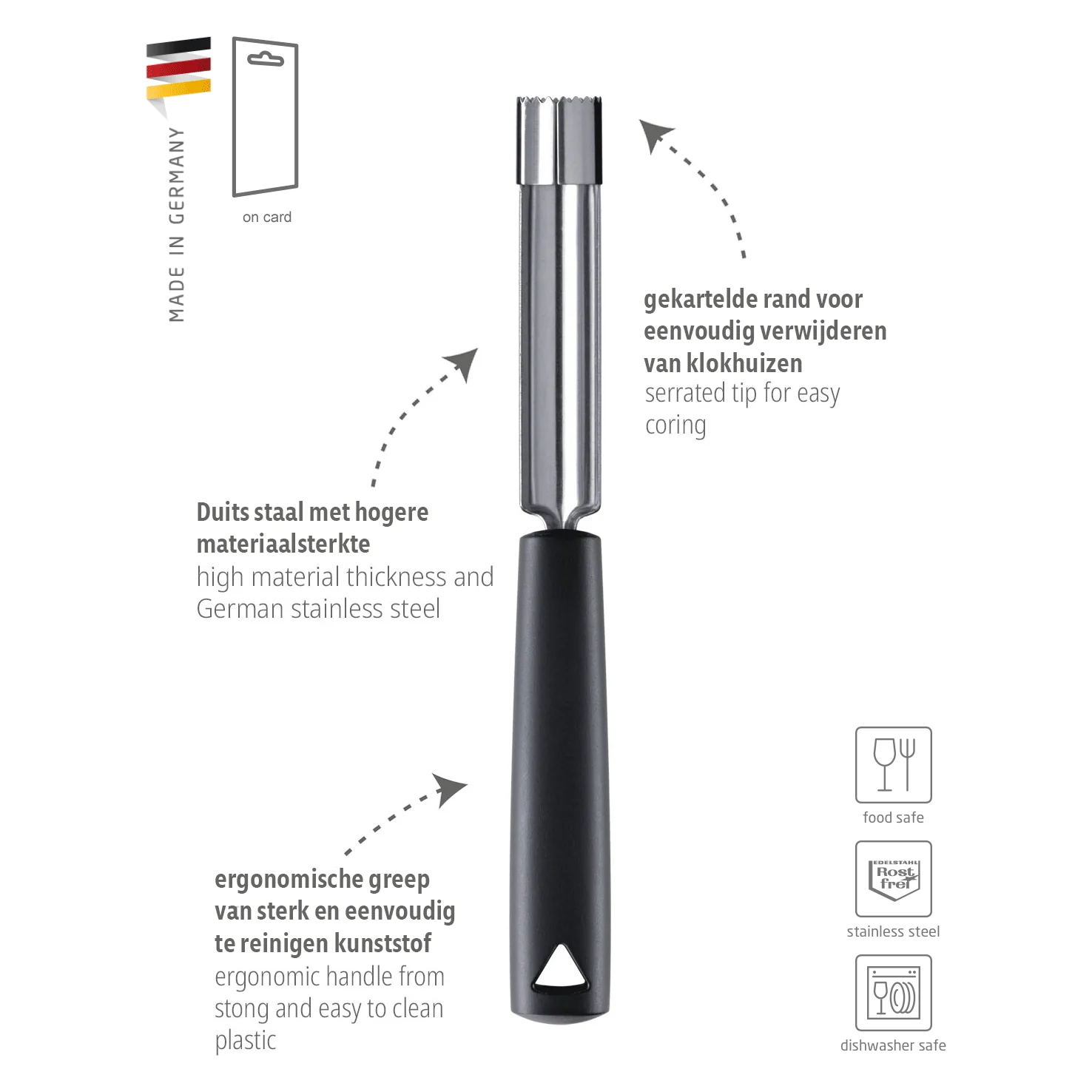TRIANGLE Spirit Appelboor Ø 20 mm RVS 22cm zwart PP handvat