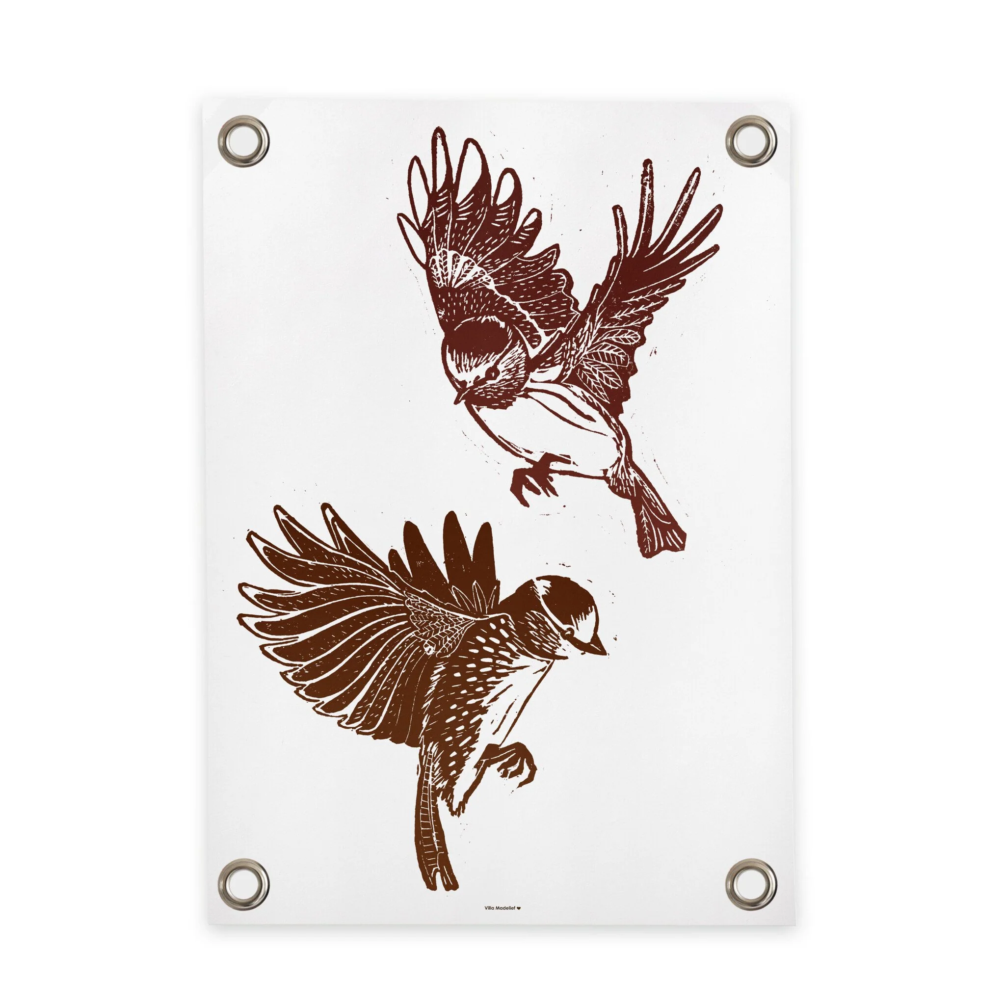 VM | Tuinposter Vogels wit bruin VM | Tuinposter Vogels wit bruin