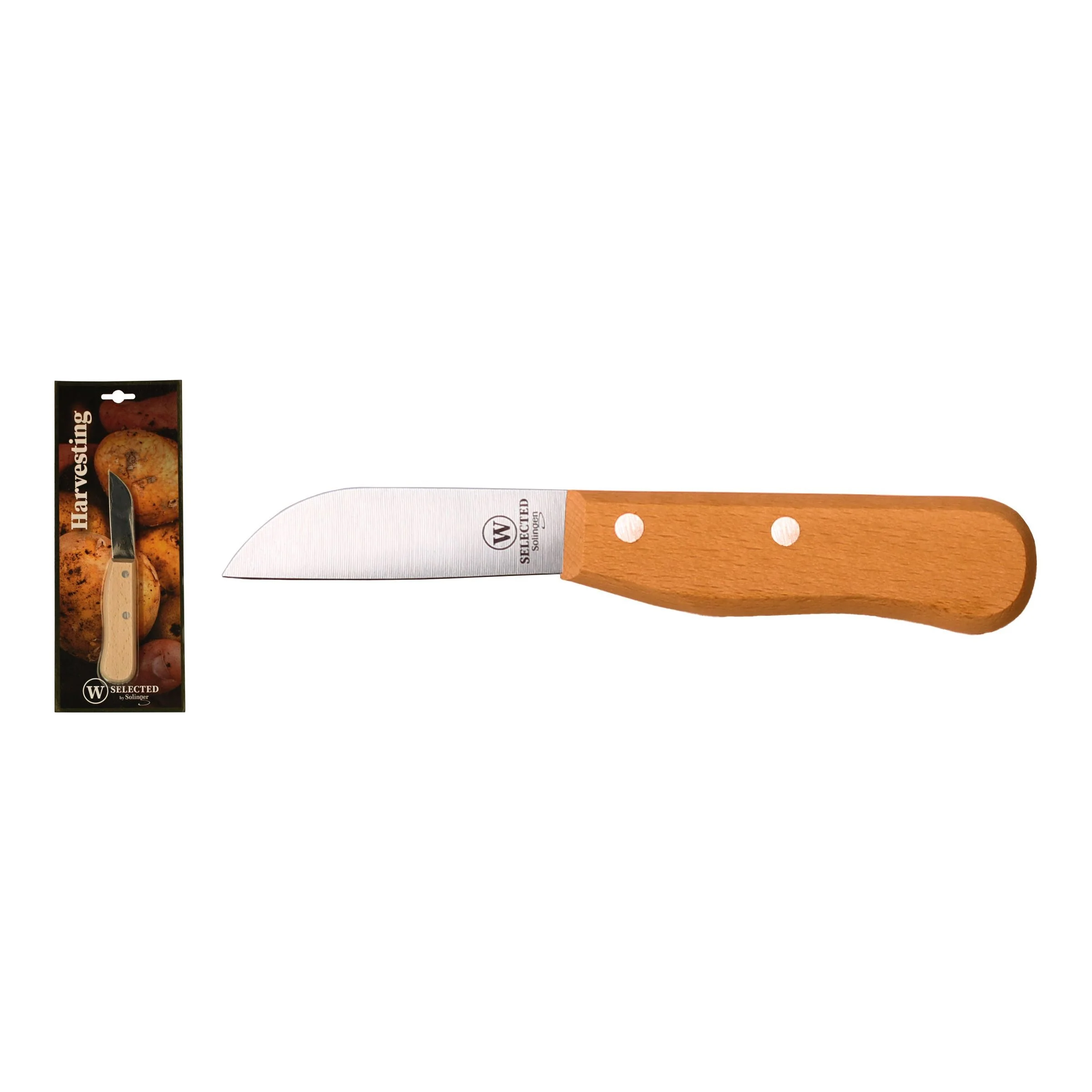 W-SELECTED® koolmes carbonstaal 8,5cm lemmet FSC beukenhouten handvat alu nieten