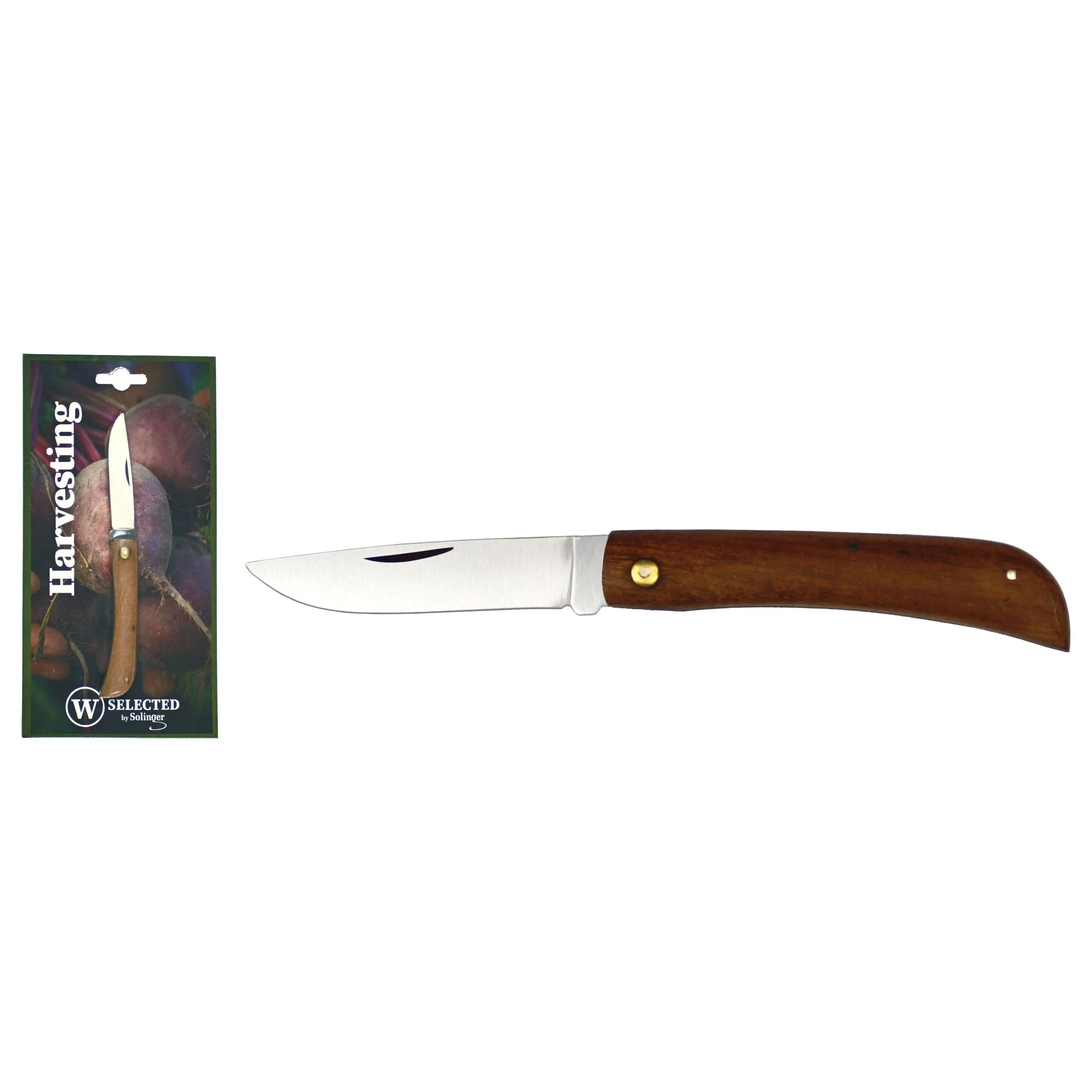 W-SELECTED® roestvrijstalen slagers zakmes lemmet 6,5cm met houten heft
