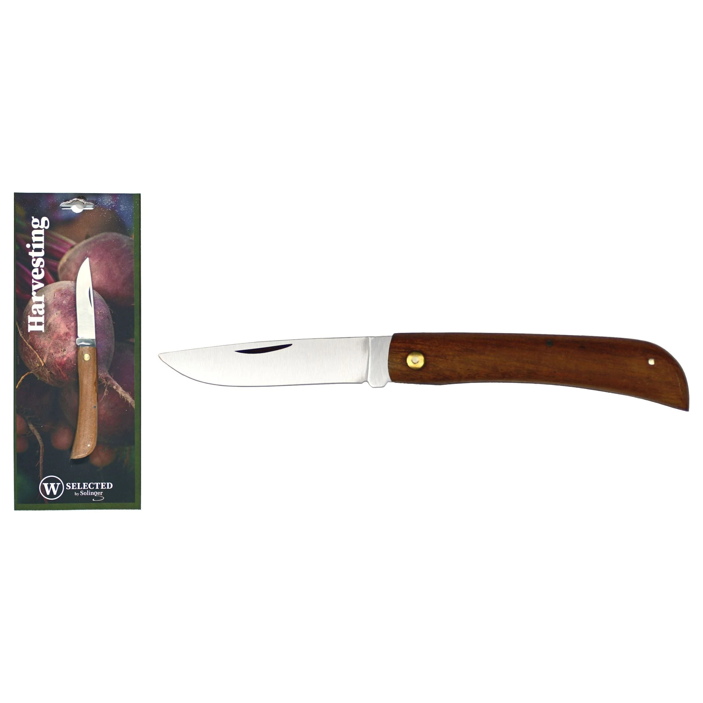 W-SELECTED® roestvrijstalen slagers zakmes lemmet 7,5cm met houten heft
