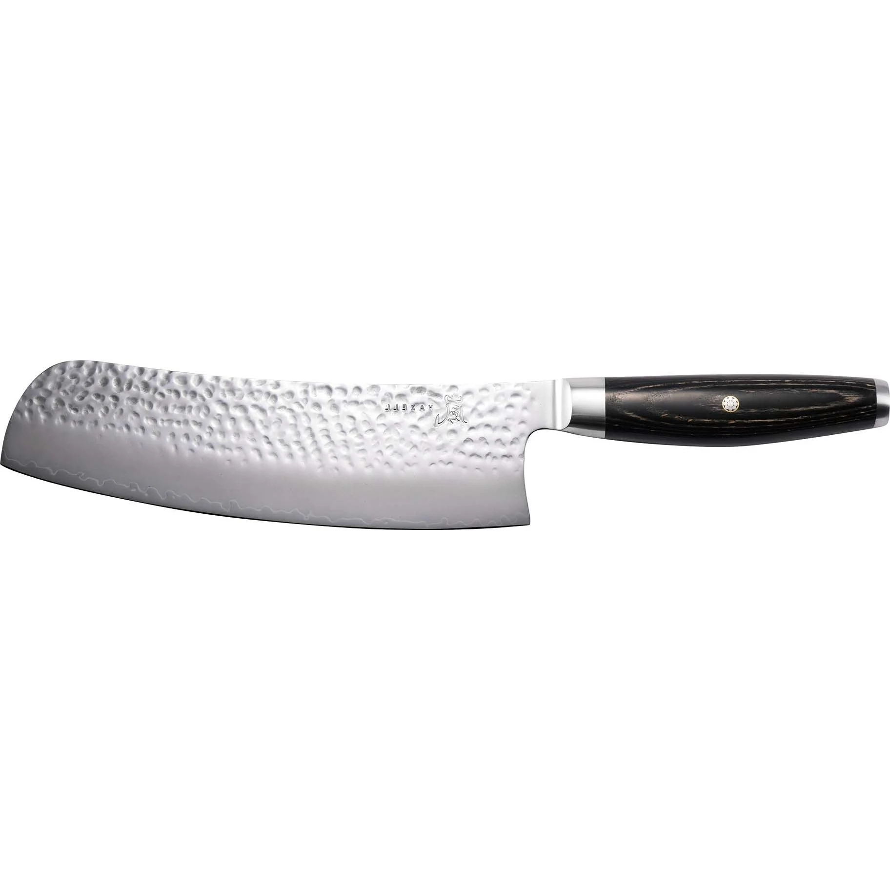 YAXELL KETU KONATA hakmes hamerslag lemmet 21,5cm 3-laags SG2 damaststaal zwart pakkawood heft